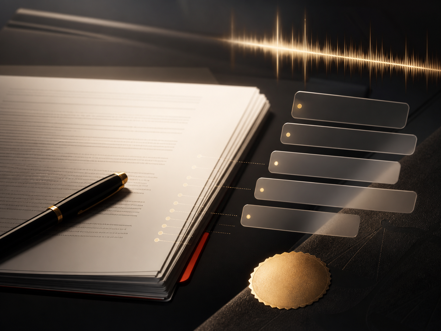 Court-admissible verbatim transcript with timestamps