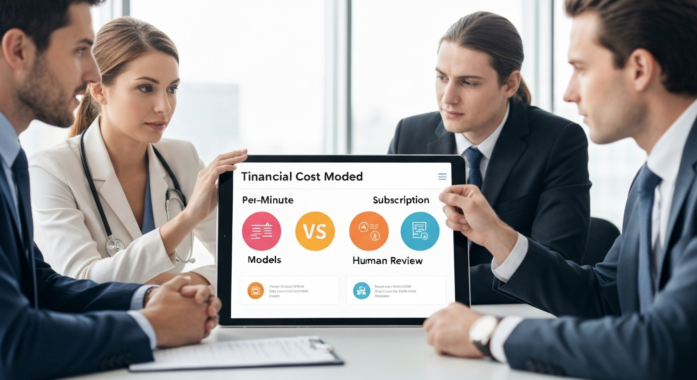 Transcription cost calculator 2026: per-minute vs subscription vs human review